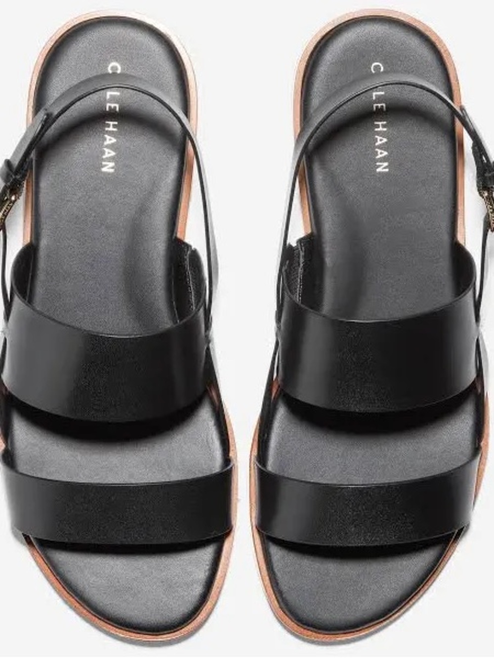 Cole Haan Flynn Flat Sandals Leather Black - 8.5 - Picture 4 of 9